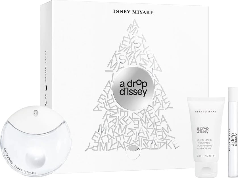 Eau de Parfum set për femra Issey Miyake A Drop D'Issey, 90ml + 10ml + krem duarsh 50ml