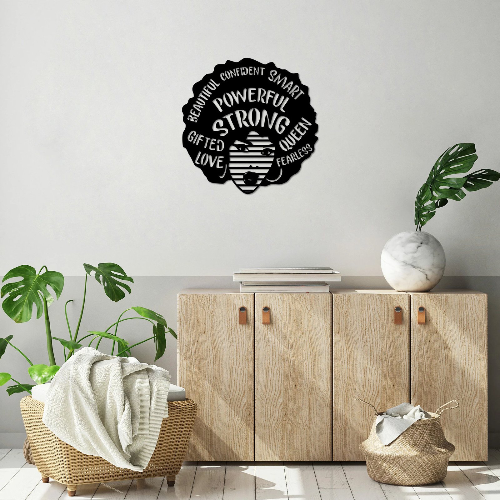 Aksesor dekorativ metalik për mur, Wallity, Powerful Strong, 70x70cm