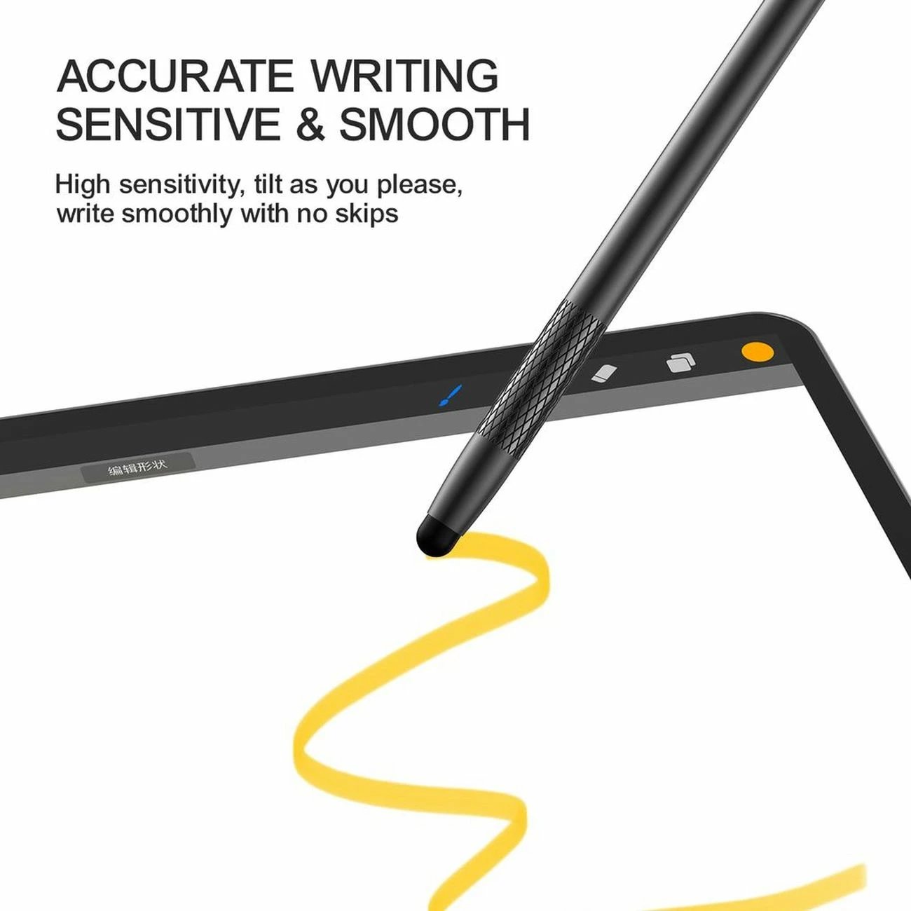 Stylus pasiv, Joyroom, JR-DR01, universal për celular e tablet, 2 maja të këmbyeshme, trup alumini, e zezë