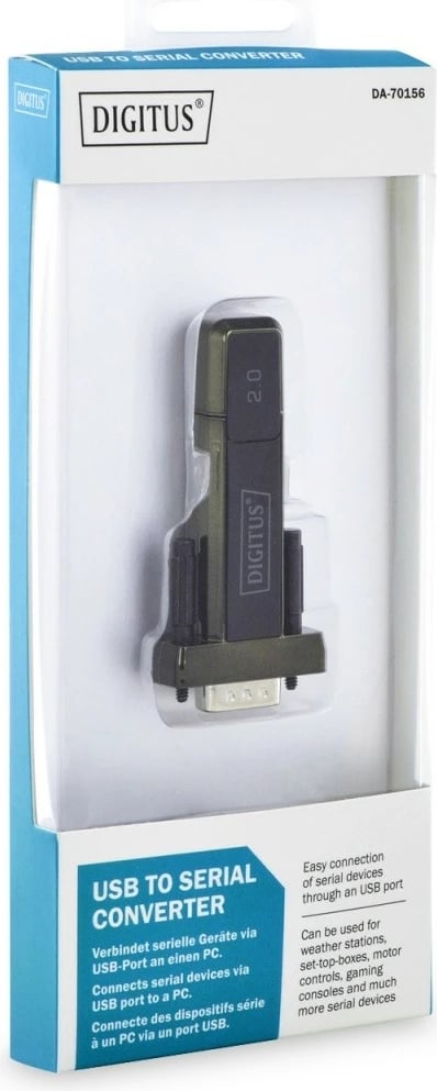 Adapter USB 2.0 në RS232 Digitus DA-70156, 80cm, Zi