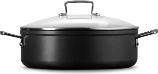Sauteuse jo-ngjitëse Le Creuset 51113280010500 28 cm me kapak qelqi, e zezë