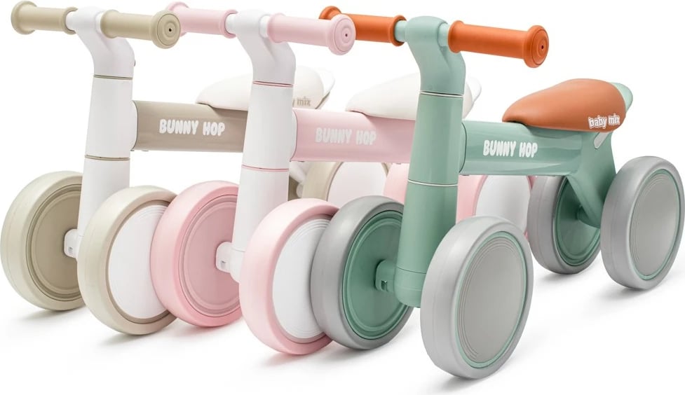Biçikletë balancuese katër-rrotëshe, BABY MIX, Baby Bunny Hop Ultralight, alumini 1.6 kg, për 12m+, ngarkesë 25 kg, jeshile