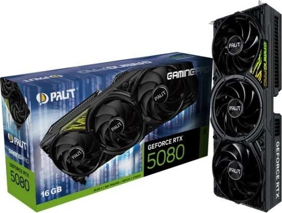 Kartelë grafike Palit GeForce RTX 5080 GAMING PRO V1, 16GB GDDR7, 256-bit, e zezë