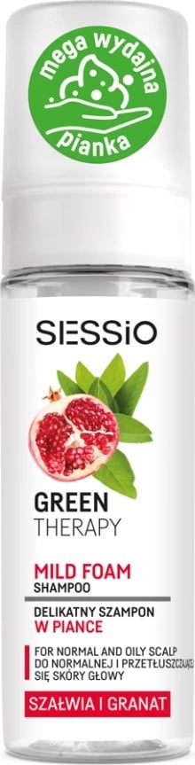 Shampon shkumë për femra Sessio Green Therapy me sherebelë dhe shegë, 175g