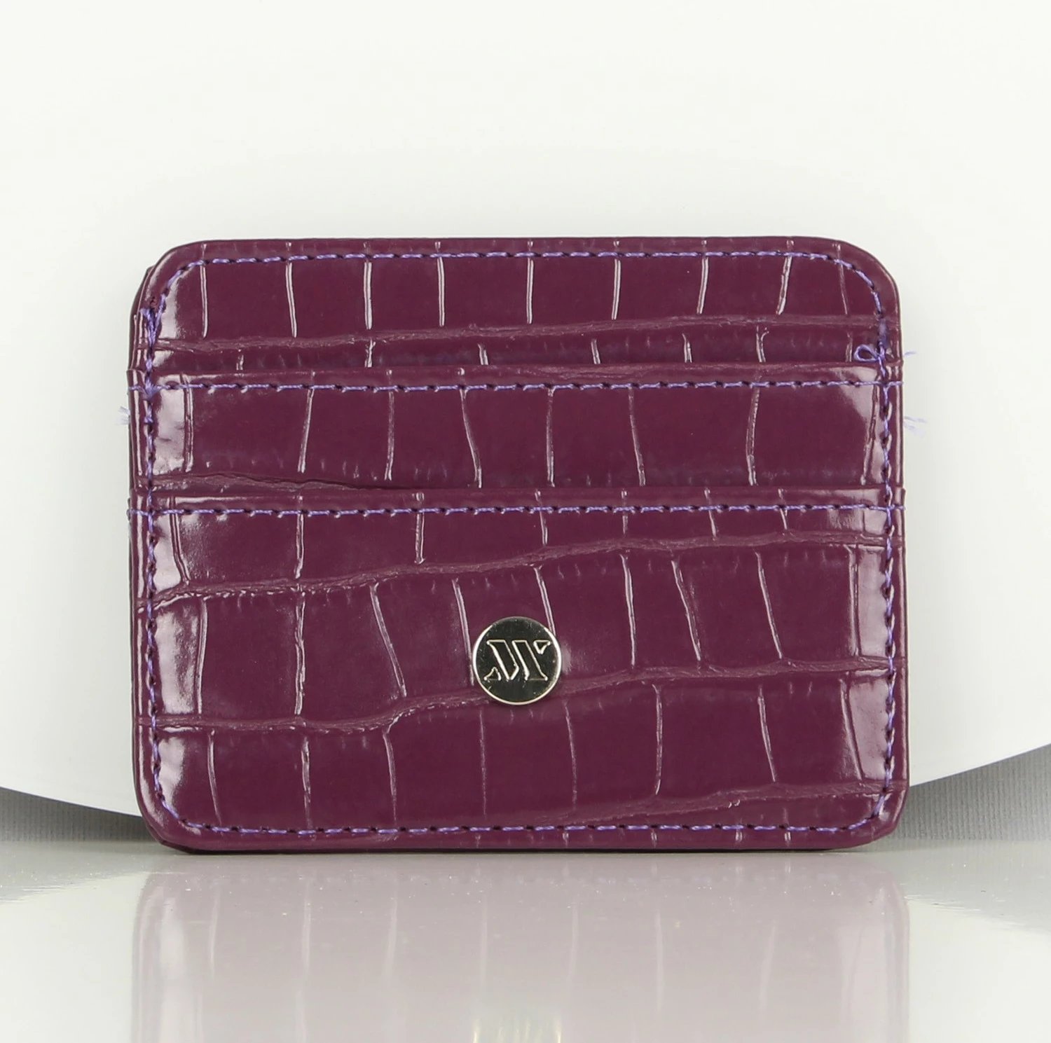 Portofol lëkure, mbajtëse kartelash, ngjyrë damson, Zoozie Bags, 2712, 10.5x8.5cm