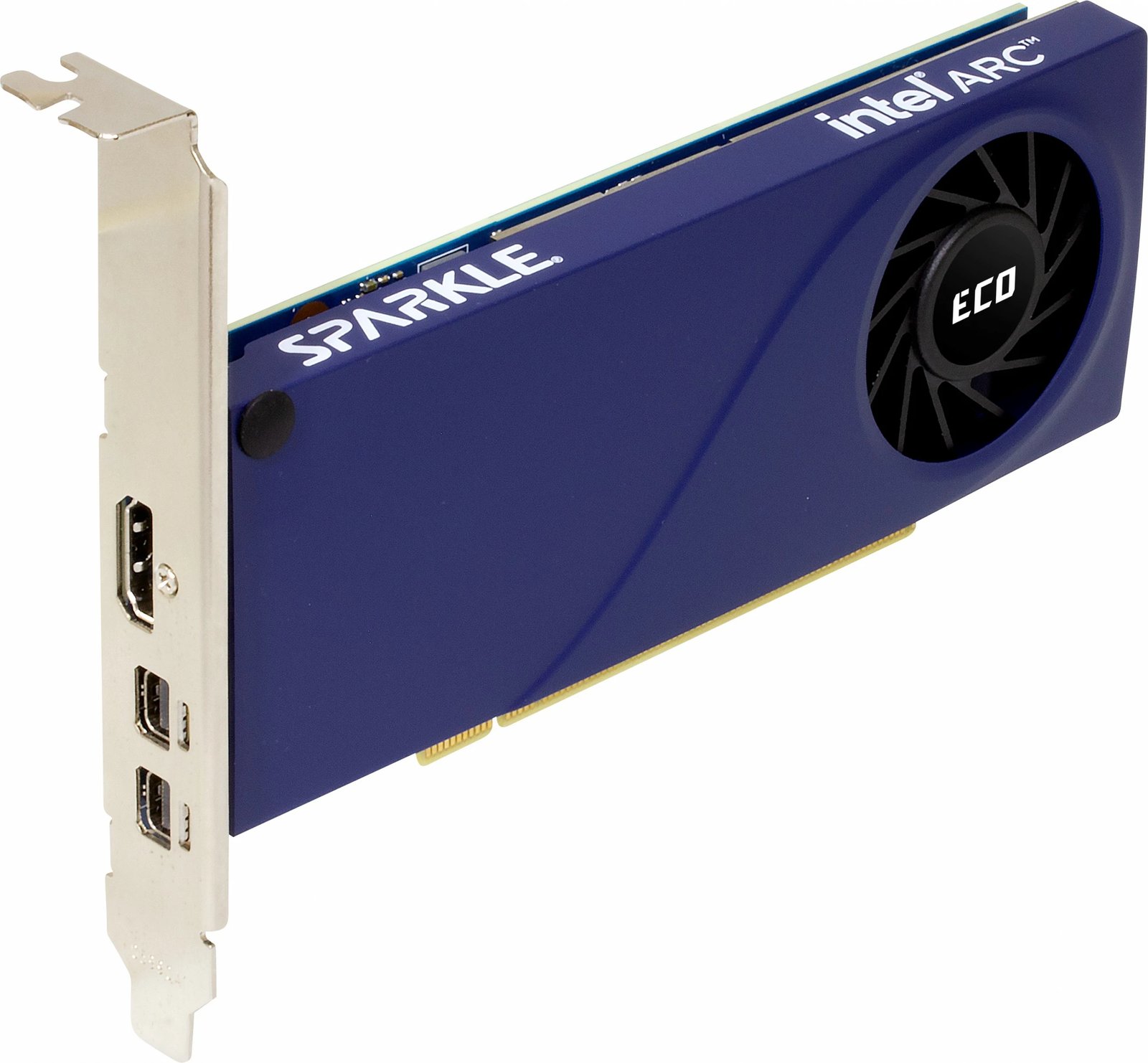 Kartelë grafike Sparkle Intel Arc A310 ECO, 4 GB, GDDR6, PCI Express 4.0, Blu e Zi