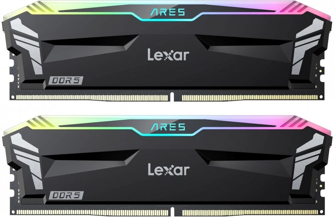 RAM Memorje Lexar ARES RGB DDR5, 32GB (2x16GB), 7200 MHz, CL34, e zezë RAM Memorje Lexar ARES RGB DDR5, 32GB (2x16GB), 7200 MHz, CL34, e zezë
