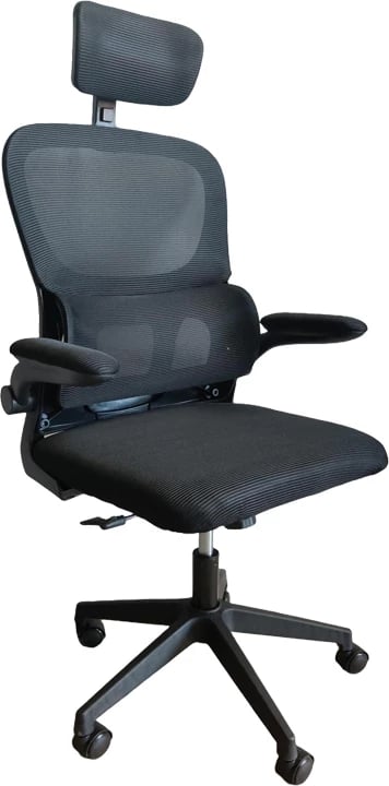 Karrige zyre Recko, material rrjetë, ngjyrë e zezë, 56x62x116-125cm