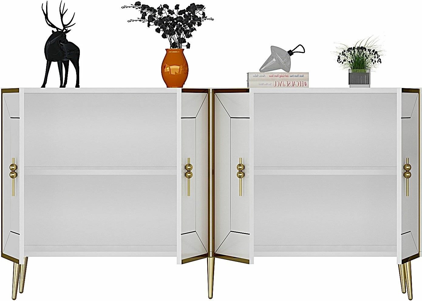 Konsol Skye Decor, Arno KB150, e bardhë, e artë