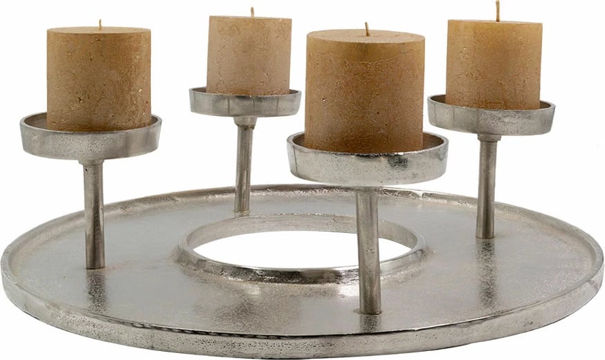 Mbajtës qirinjsh REDON për tealight, alumin, argjend, 42x42x11 cm
