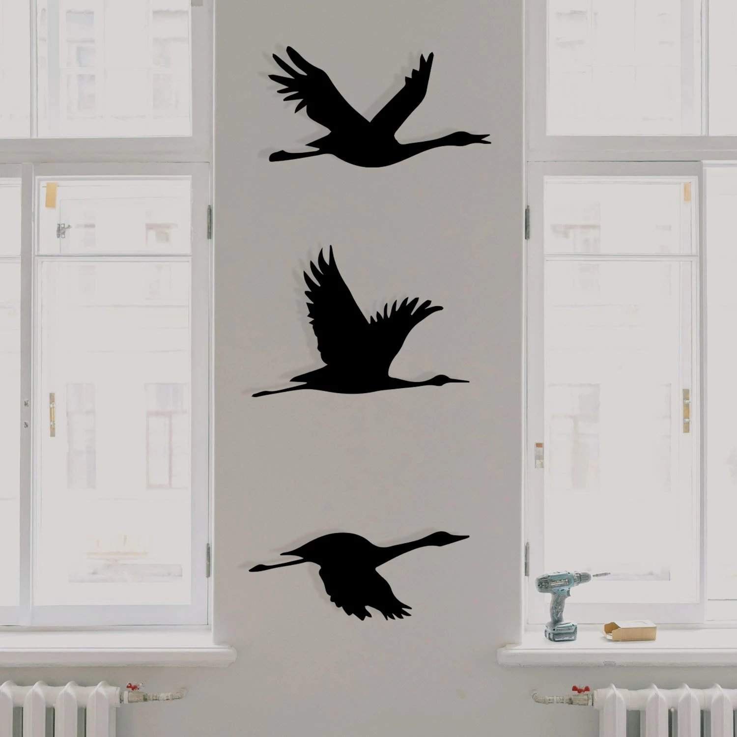 Aksesor muri dekorativ prej metali, Wallity, Mallard, 3 copë, ngjyrë e zezë