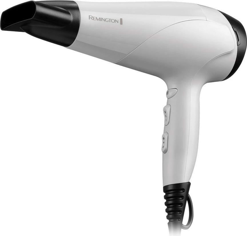 Tharëse flokësh Remington D3194, 2200 W, jonizim, e bardhë, me koncentrator dhe difuzor
