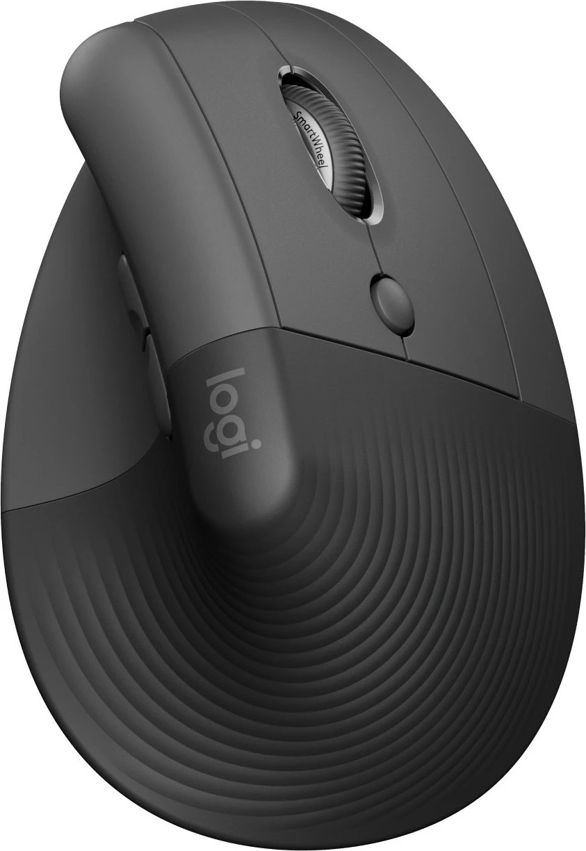 Maus ergonomik Logitech Lift për biznes, dizajn vertikal, optik, RF Wireless + Bluetooth, 4000 DPI, grafit