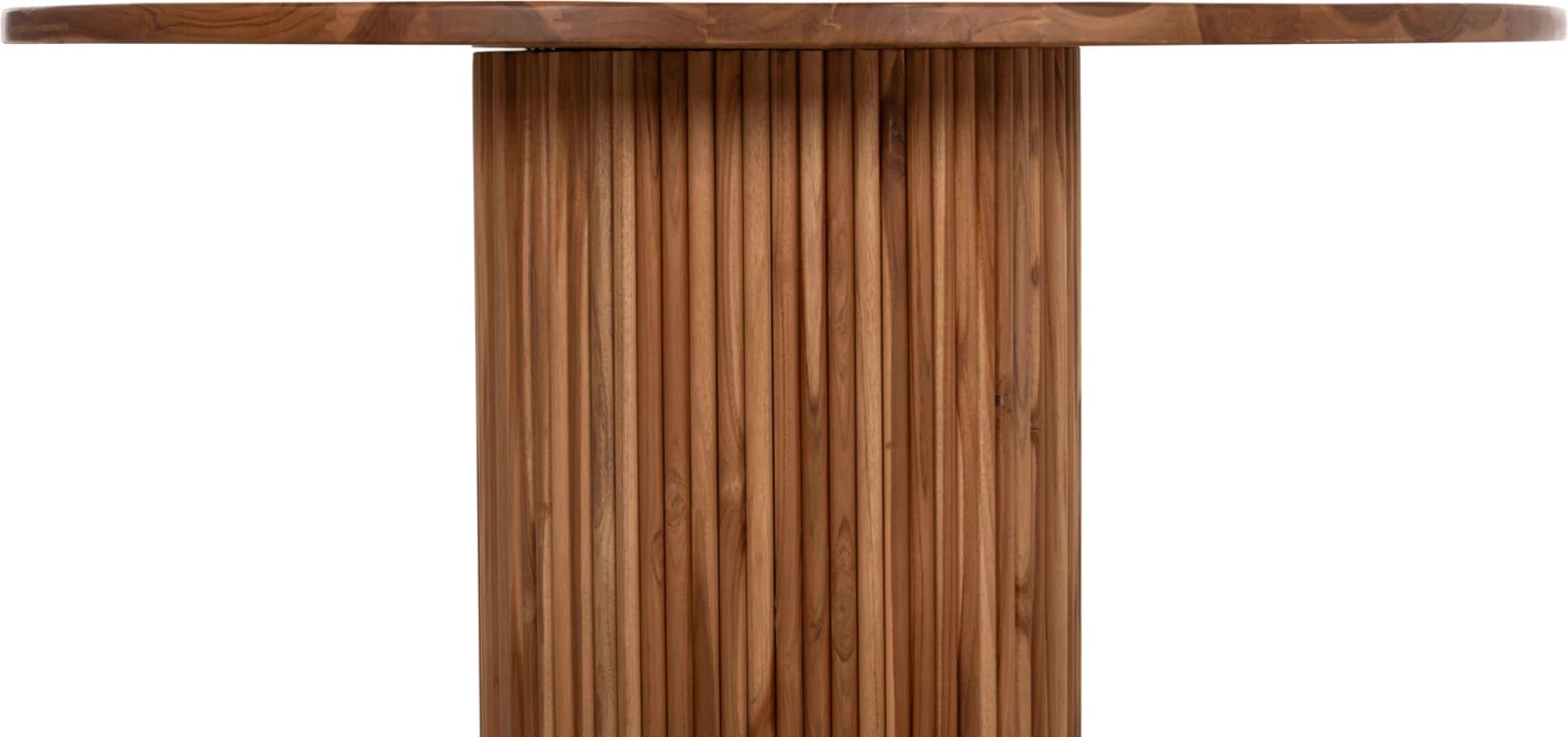 Tavolinë e rrumbullakët për ngrënie, dru tik, 130x79.5cm, trashësi 3cm