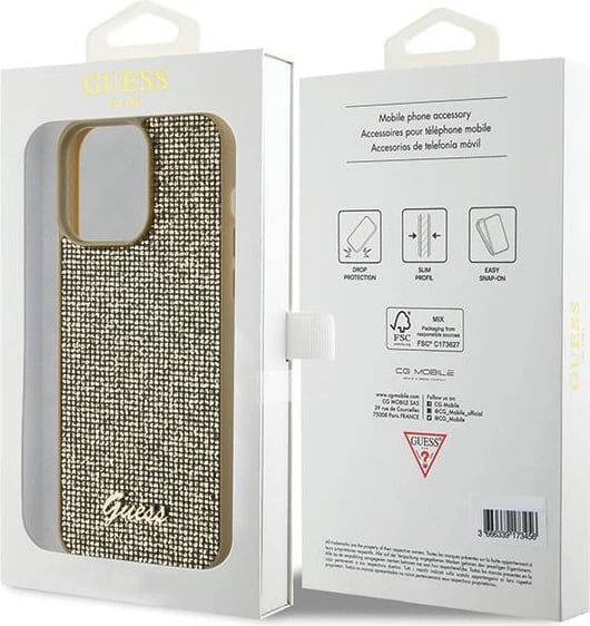 Mbështjellës Guess Disco Metal Script për iPhone 15 Pro Max, ari Mbështjellës Guess Disco Metal Script për iPhone 15 Pro Max, ari