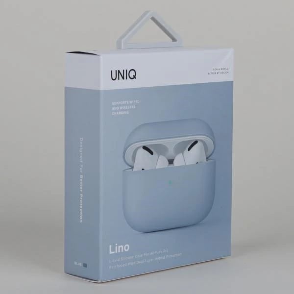 Mbështjellës UNIQ Lino për AirPods Pro, silikon, kaltër