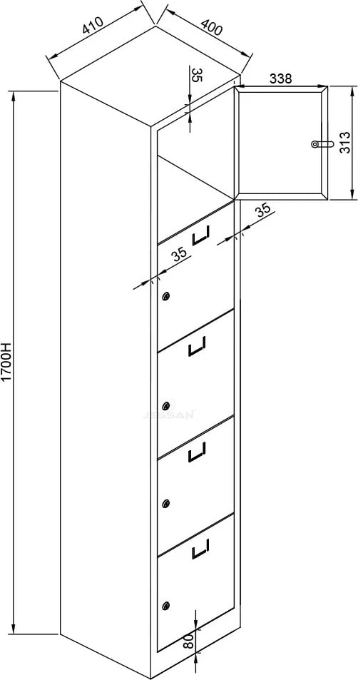 Dollap metalik për depo, gri e zi, Skye Decor, JS1016SI, 41x170x40 cm