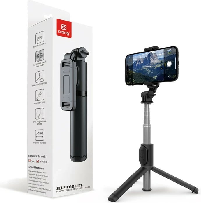 Selfie stick tripod CRONG SelfieGo Lite me Bluetooth, 101cm, i zi