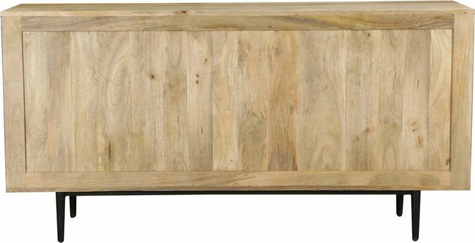 Komodë anësore Wave, dru mango natyral, metal i zi, 160x40x80