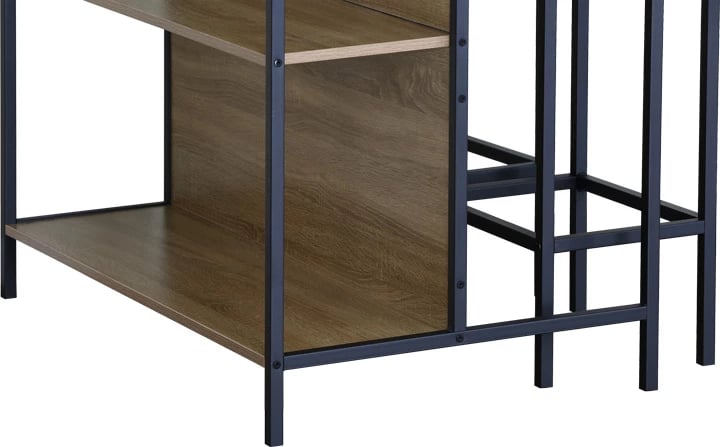 Set tavolinë me karrige për bar, ngjyrë lisi me metal të zi, Bailon, 100x60x95cm