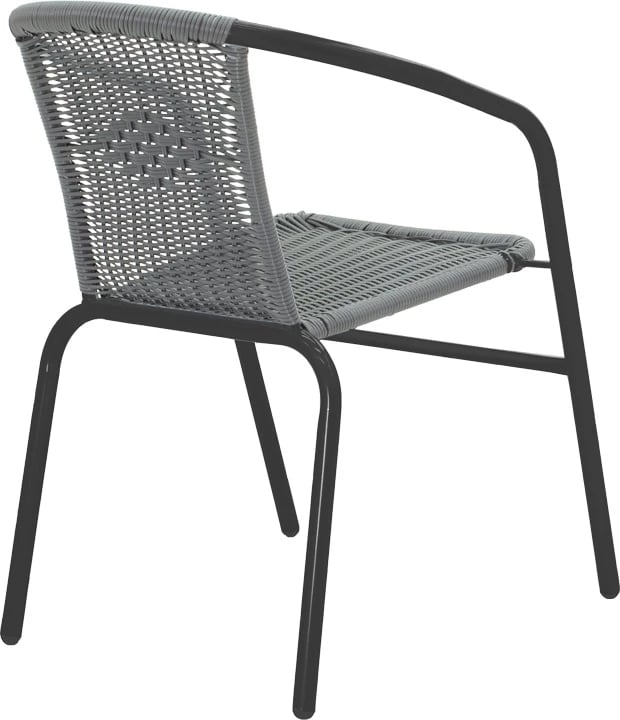 Tavolinë me karrige për terasë Vergo-Obbi, metal i zi, Φ60x70cm