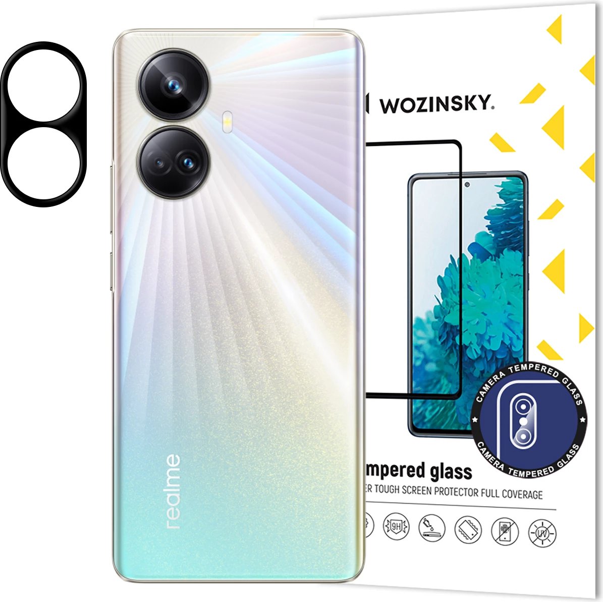 Xham i temperuar për kamerë, Wozinsky Full Camera Glass, për Realme 10 Pro+, i zi