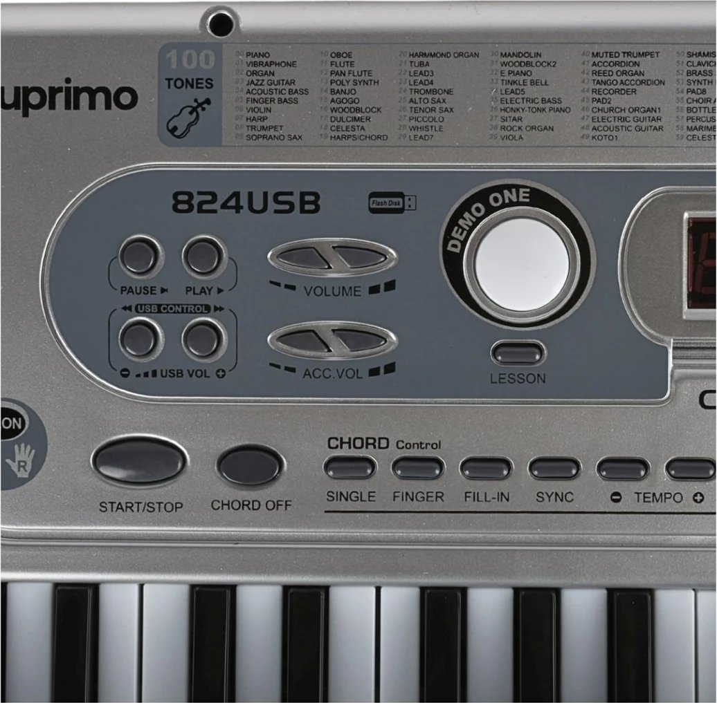 Tastierë SUPRIMO 824 USB me mikrofon, 54 taste, për fëmijë, Gri