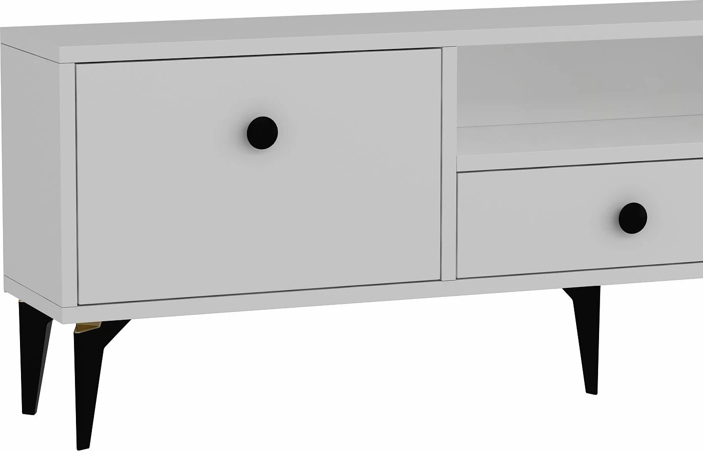 Komodë për TV Skye Decor, 1300-DROP-1, e bardhë, e zezë