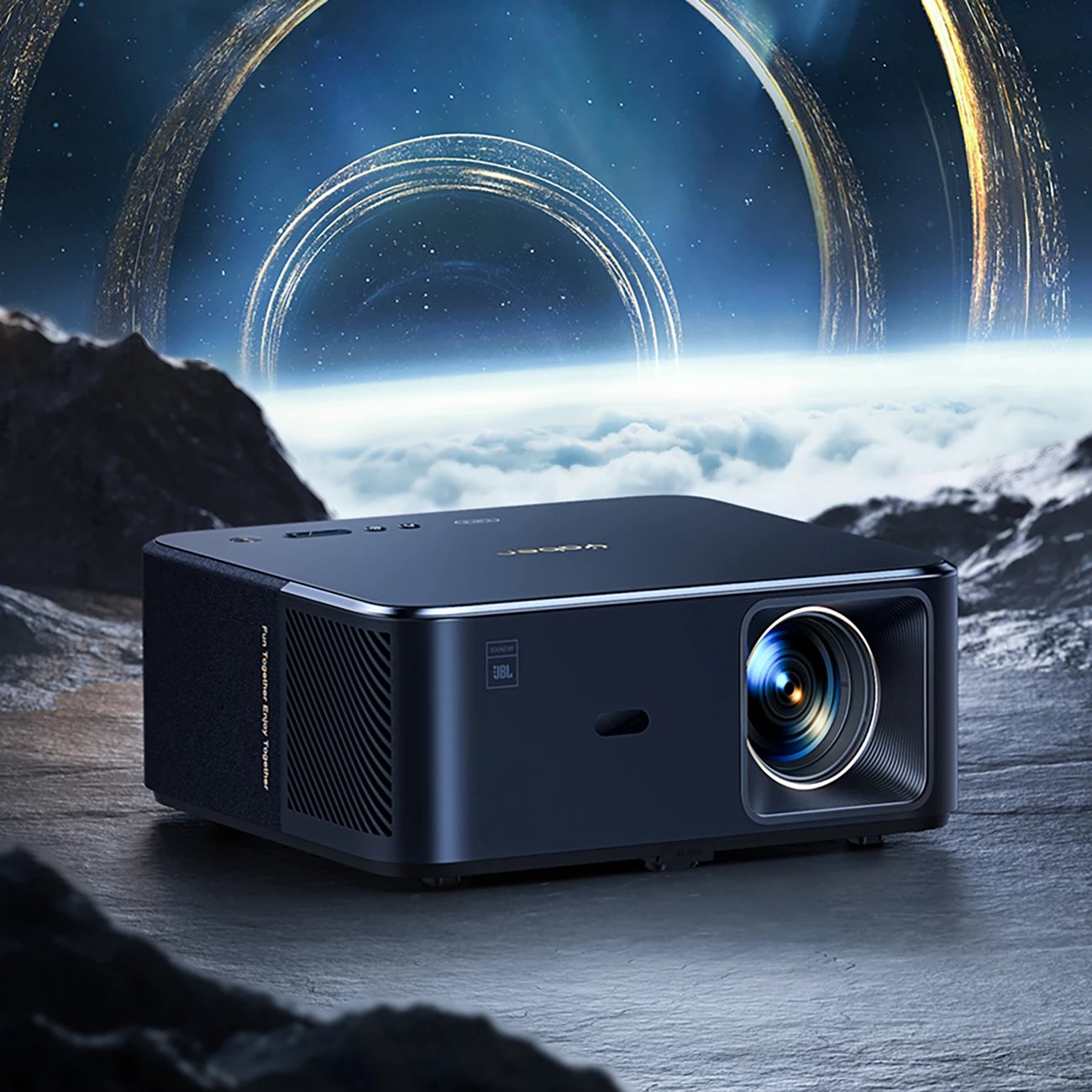 Projektor multimedial Yaber K2s, FullHD 1080p, JBL altoparlantë, Alexa, Wi-Fi 6, Bluetooth 5.0, i zi