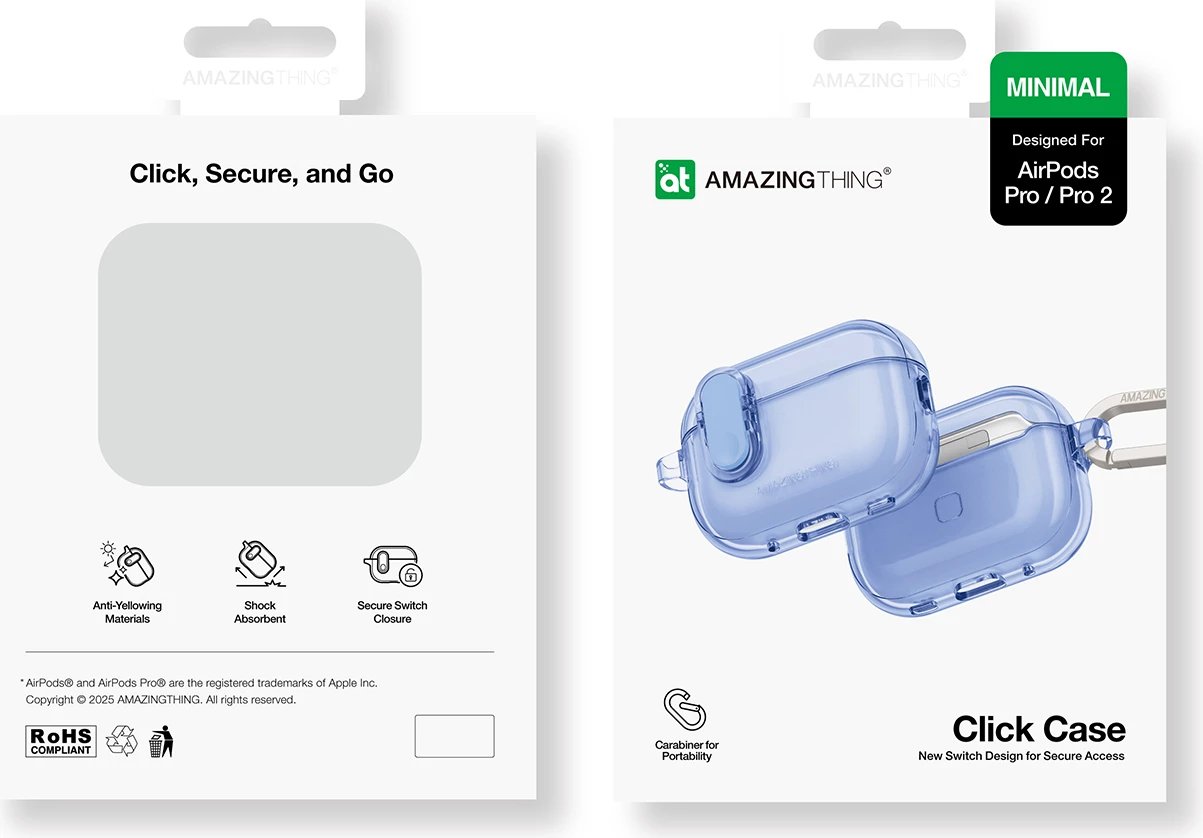 Mbështjellës AmazingThing Minimal për AirPods Pro 2, silikon, Blu deti