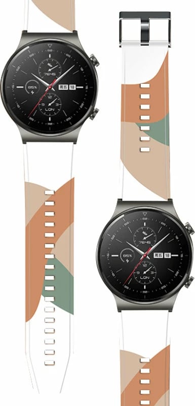 Rrip silikoni Hurtel për Huawei Watch GT2 Pro, 22 mm, kamuflazh, bezhë/jeshile/portokalli