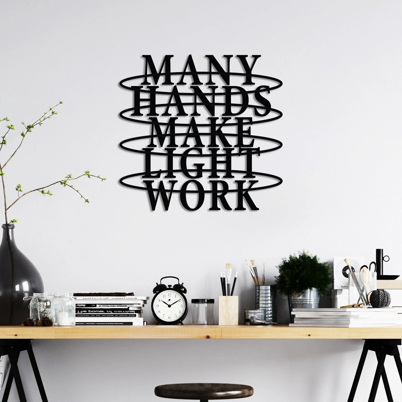 Aksesor dekorativ metalik për mur, Wallity, Hands Work