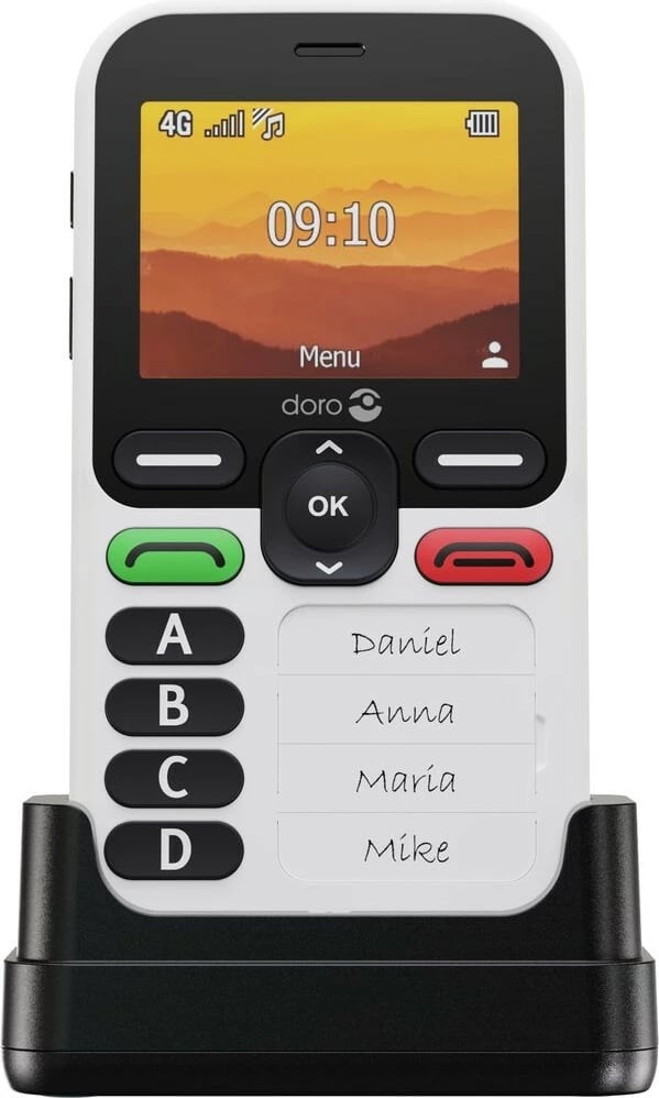 Celular Doro Leva X10, 4G, butona të mëdhenj, i bardhë