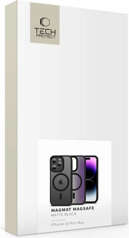 Mbështjellës Tech-Protect MagMat MagSafe për iPhone 15 Pro Max, Gjysem-transparent, Zi