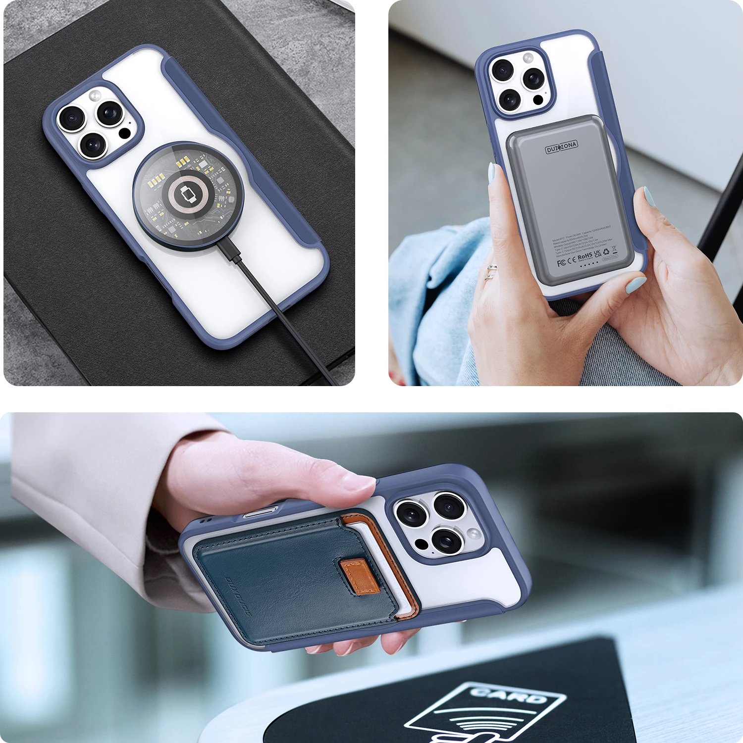 Mbështjellës Dux Ducis Skin X Pro për iPhone 16 Pro Max, MagSafe, me kapak, Kaltër