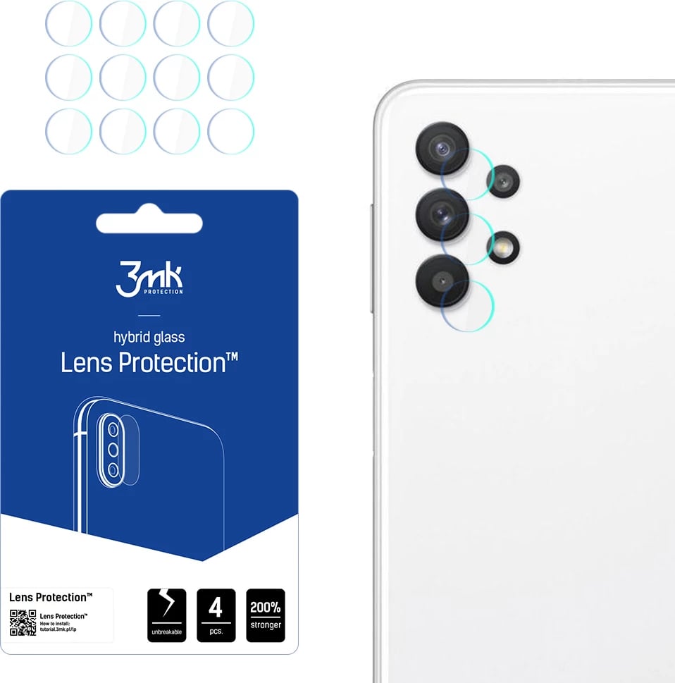 Mbrojtës lente për kamera Samsung Galaxy A32 5G, 3mk Lens Protection, 4 copë