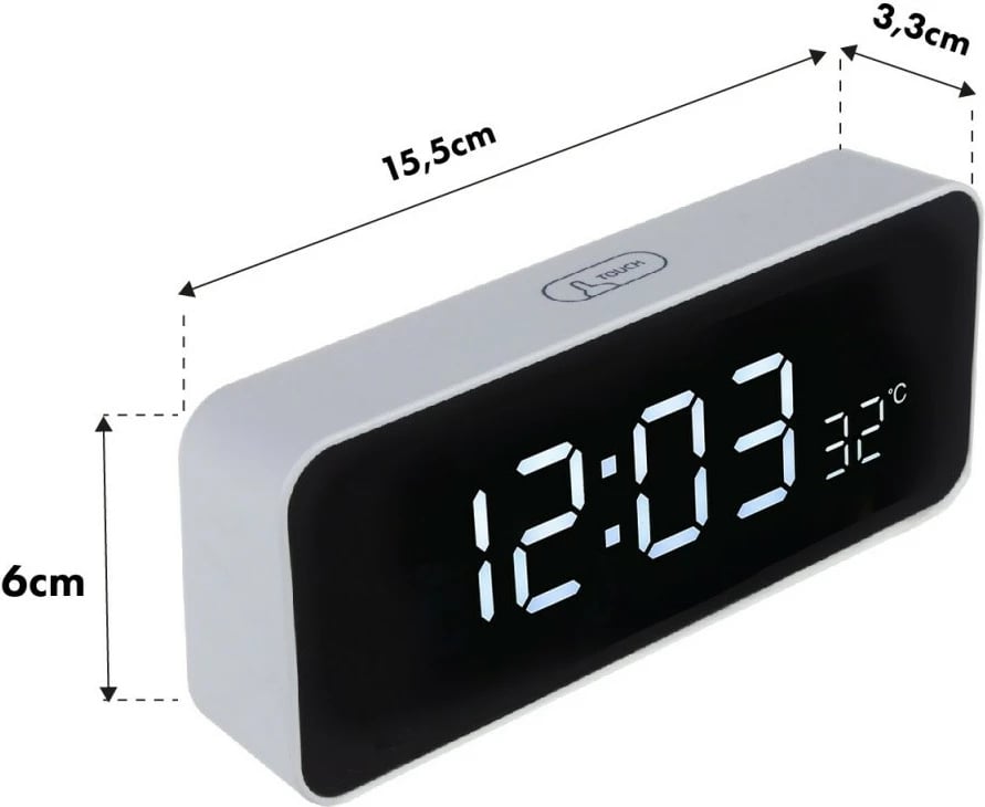 Orë alarmi GreenBlue GB397 me termometër, e bardhë