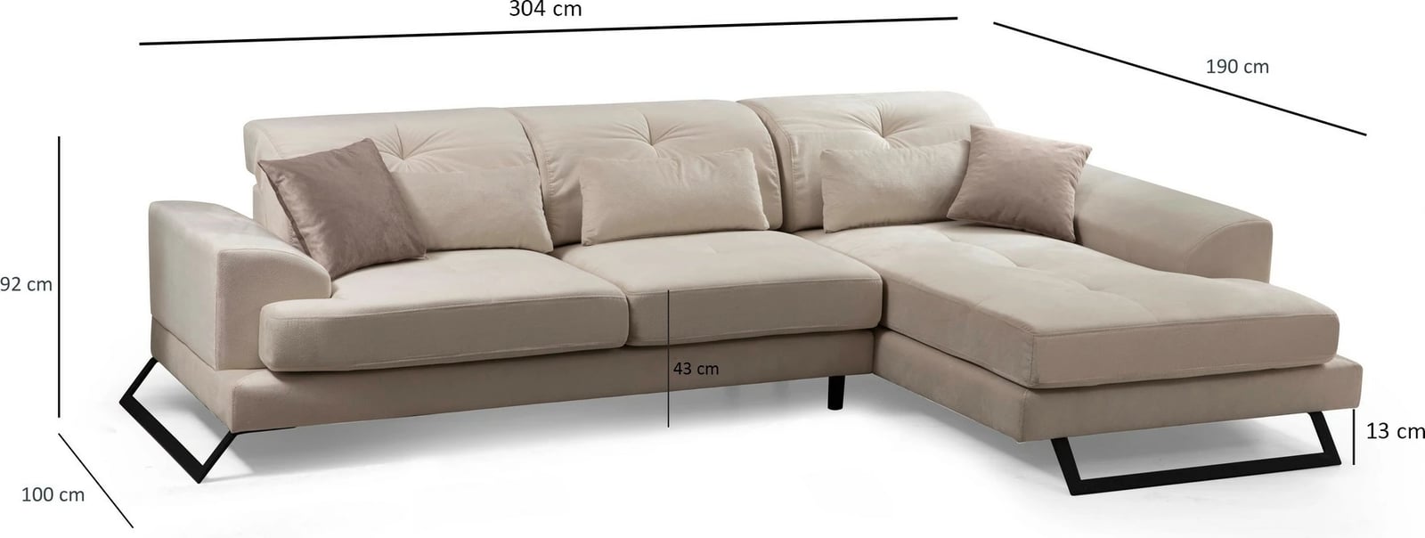 Këndare Frido Corner Right (L3+Chl), ngjyrë ecru