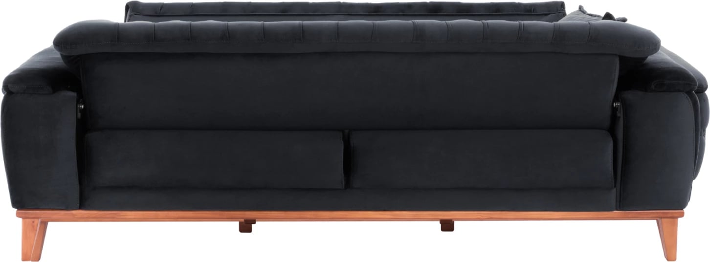 Divan 3-vendësh që bëhet shtrat, kadife e zezë, FH3249.01, 240x95x80