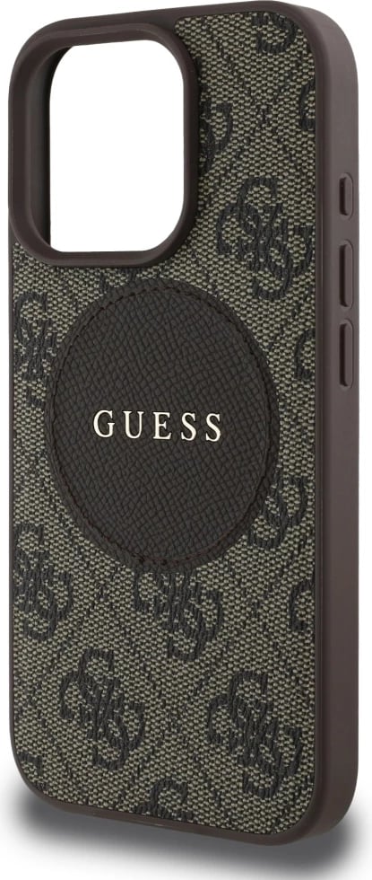 Mbështjellës Guess 4G Circle Classic Logo MagSafe për iPhone 16 Pro, Kafe