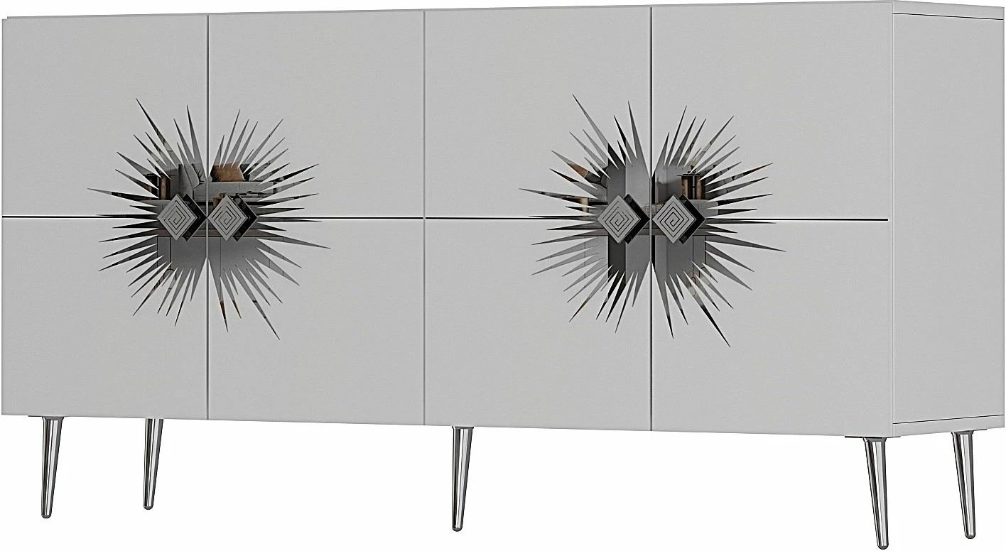 Konsol Skye Decor, Nida KB150, e bardhë, argjend