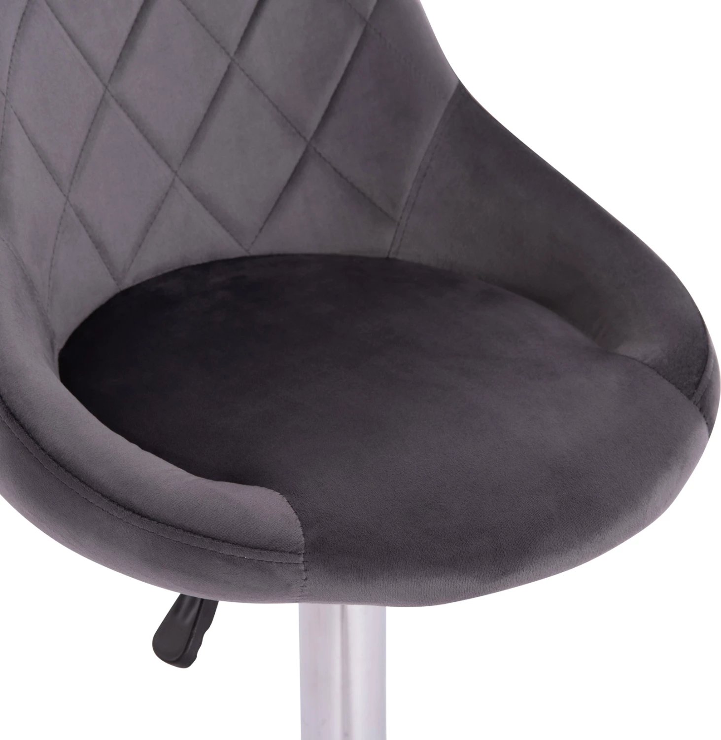 Karrige për bar ROSE, bazë e kromuar, sustë, kadife gri, 48x45x105cm, set prej 2 copë