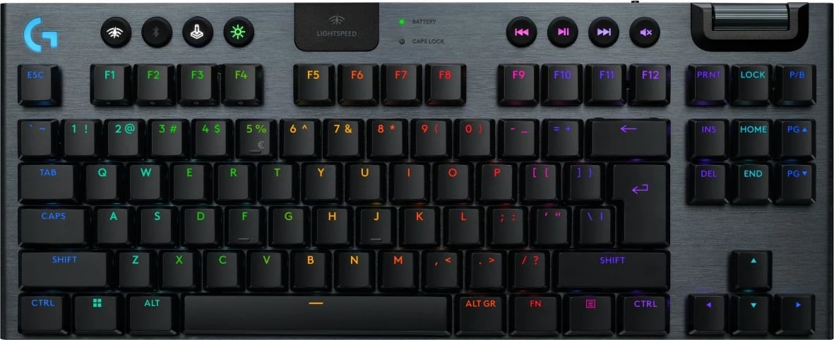 Tastierë gaming Logitech G915 X LIGHTSPEED TKL, mekanike, USB + RF Wireless + Bluetooth, LED, e zezë