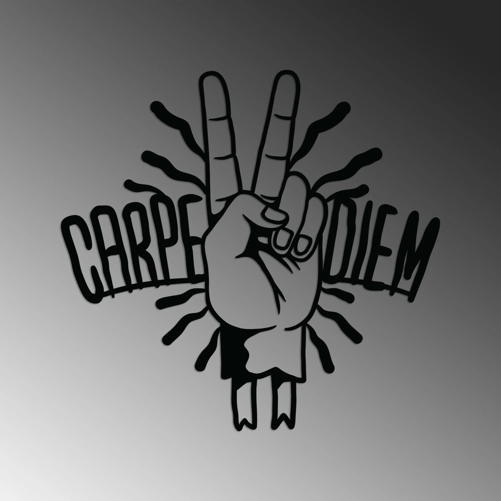 Aksesor muri dekorativ metalik Carpe Diem, Wallity, ngjyrë e zezë, 56x54cm