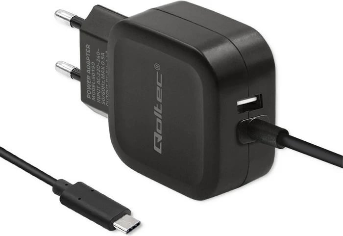 Karikues Qoltec 50190, 17W, USB + USB Type-C, i zi