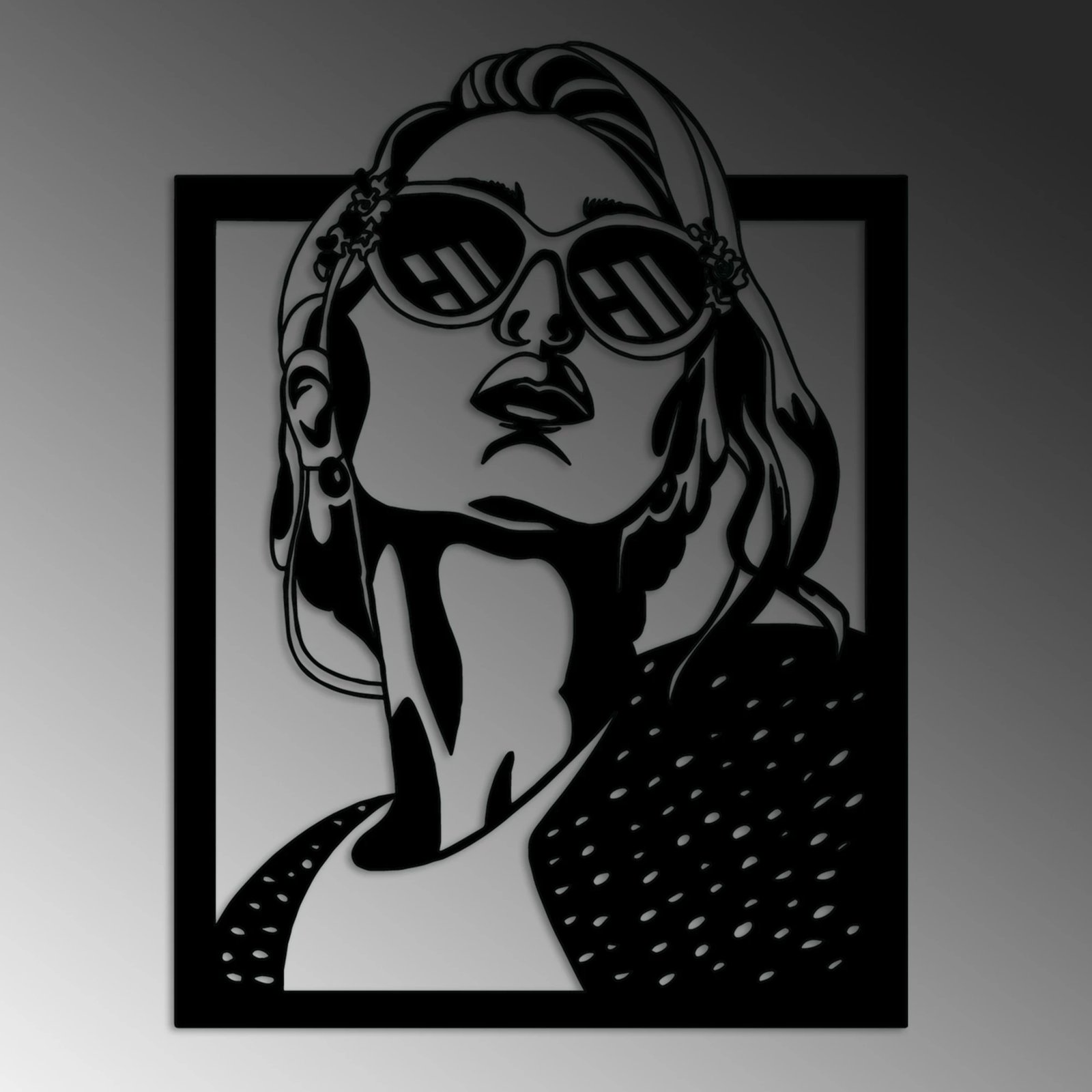 Aksesor dekorativ metalik për mur Wallity, July, ngjyrë e zezë, 55x40cm