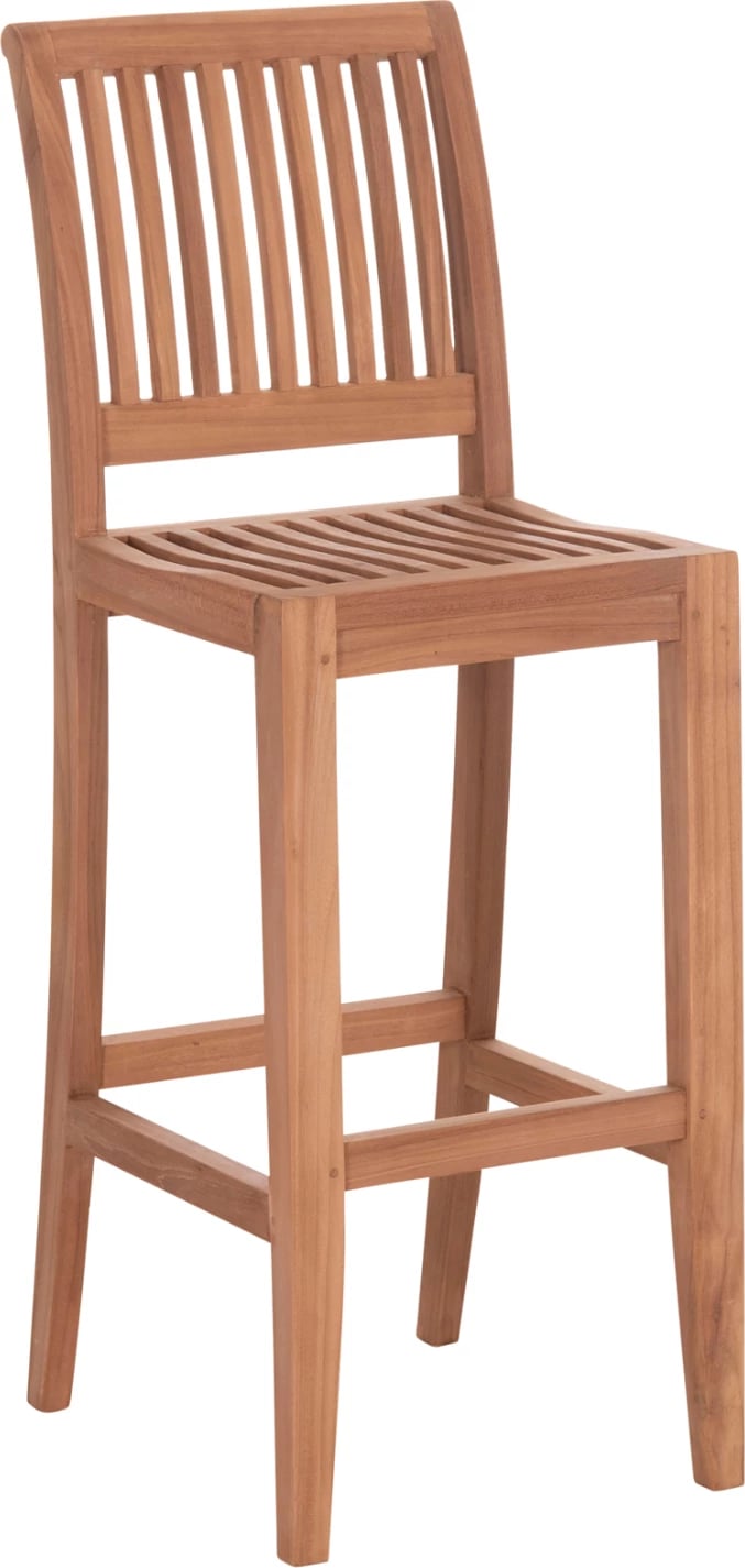 Karrige për bar me shpinore PAIPER, dru tik natyral, 40x49.5x114cm