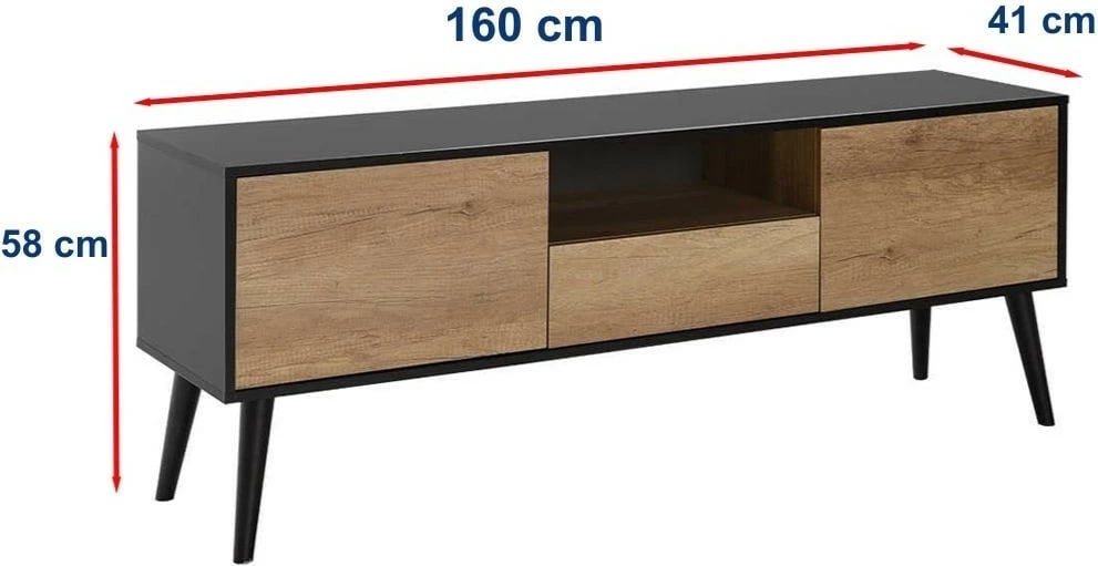 Komodë për TV Hanah Home, Tvr-921-Et-1, ngjyrë e zezë dhe taupe