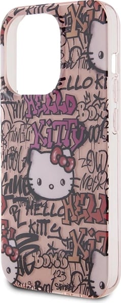 Mbështjellës Hello Kitty IML Tags Graffiti për iPhone 15 Pro Max, Rozë