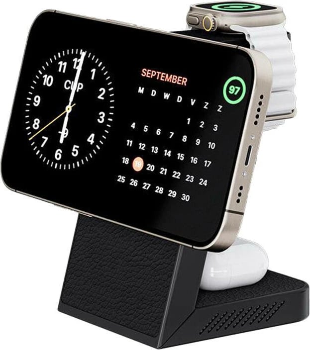 Karikues wireless INVZI MGF7B 3-në-1, 15W, i zi